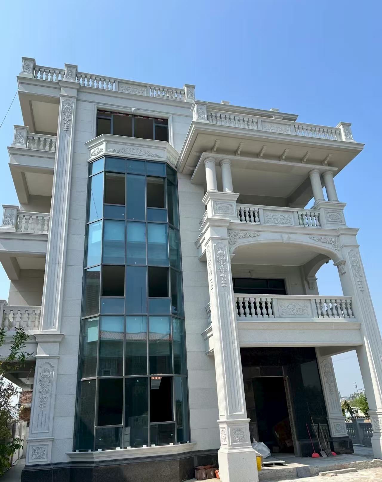 福州 芝麻白花岗岩别墅外墙干挂效果展示